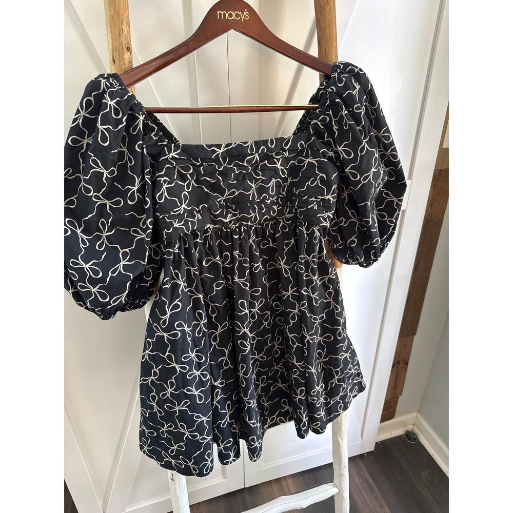 Abercrombie and Fitch Women’s Bow Mini Dress black cream pockets whimsy Medium
